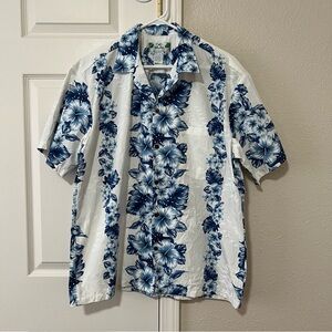 Two Palms Hawaiian Blue Floral Button Up Shirt